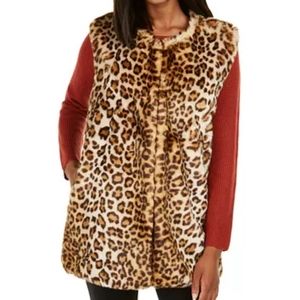 New Inc Faux Fur Vest Duster (size L/XL)